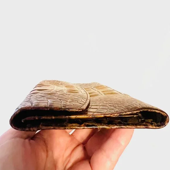 Brahmin Colette Croc Embossed Melbourne Leather-Vintage-Tri Fold Wallet/CheckBk - Picture 14 of 14